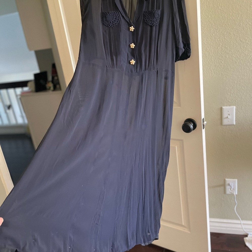 Vintage 20-30s Navy Blue Dress